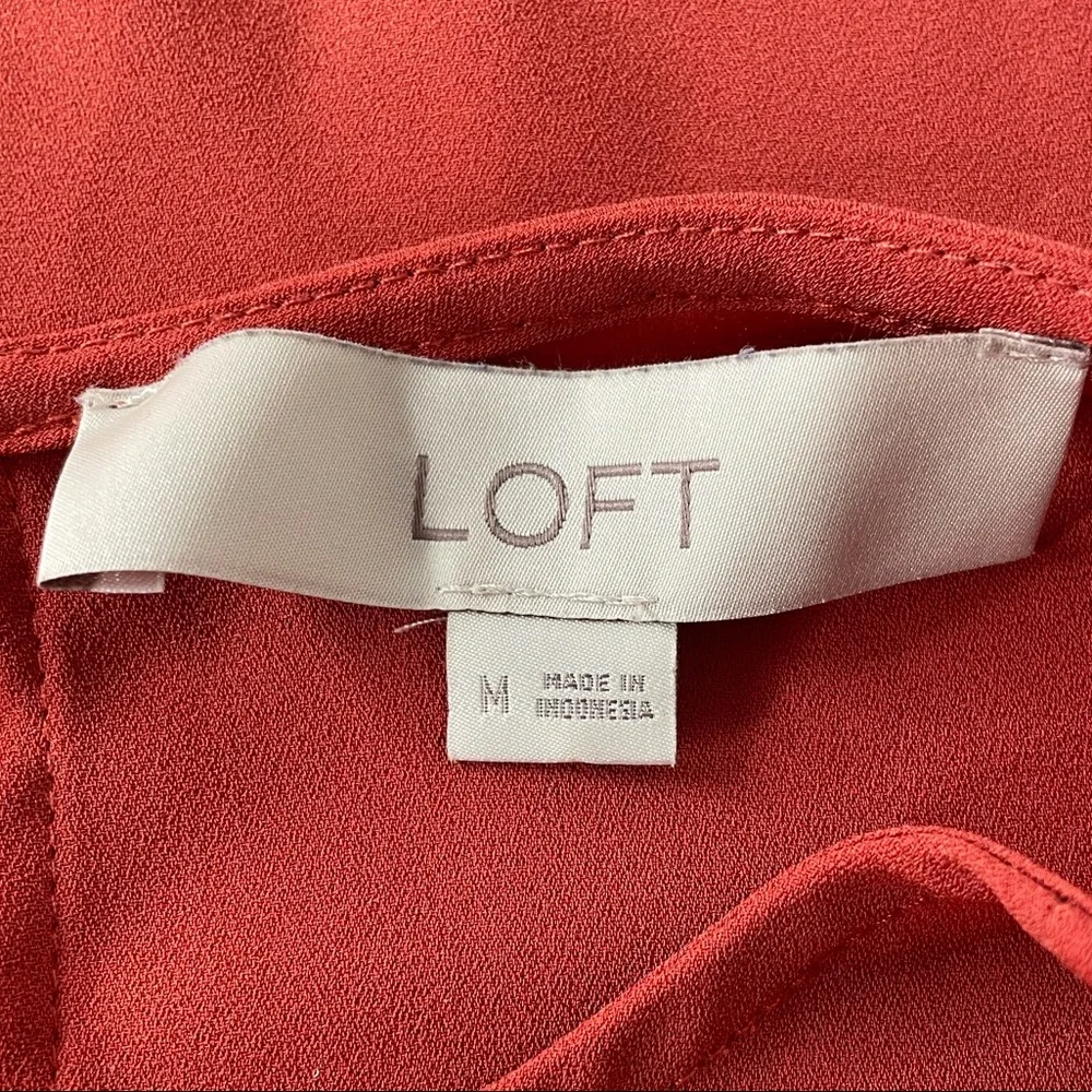 Loft Puffy Sleeves Blouse Burnt Orange Size Medium - Picture 5 of 7